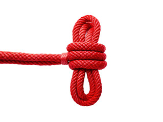 a red rope tied to a white background - obrazy, fototapety, plakaty