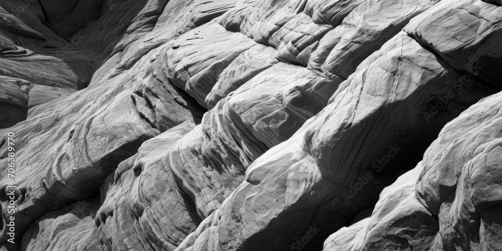 Poster A black and white photo capturing the beauty of a rock formation. This image can be used to add a touch of elegance and simplicity to various projects