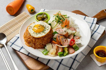 Kimchi fried rice, steak, Toshisal steak, fried rice, pork belly, Vienna, kimchi fried rice, carbonara, webfoot octopus, Fried shrimp. Fried shrimp