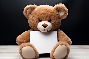 Adorable brown teddy, seated on white backdrop, awaits your cuddles