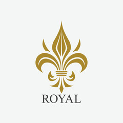 Premium and modern gold crown royal logo design vector illustration template. A perfect brand element sign for a touch of luxury.