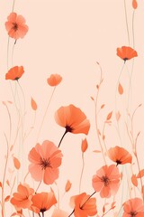 Fototapeta na wymiar Banner with flowers on light peachy background
