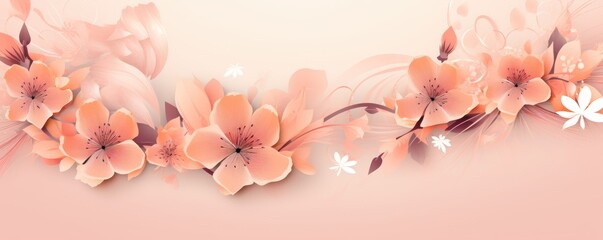 Banner with flowers on light peachy background