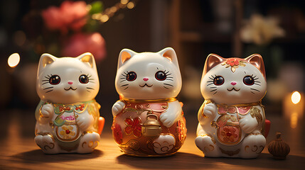 Obraz premium Charming Collection of Ceramic Cats