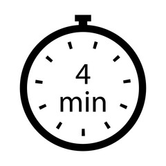 Timer 4 min line icon. Time, stopwatch, alarm clock, clock, run, second, speed, hour, minute, record, sport, cooking. Vector icon for business and advertising