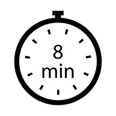 Timer 8 min line icon. Time, stopwatch, alarm clock, clock, run, second, speed, hour, minute, record, sport, cooking. Vector icon for business and advertising