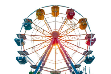 Ferris Wheel isolated on transparent background - obrazy, fototapety, plakaty