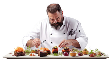 A Michelin-Starred Chef Crafting Gourmet Perfection on White or PNG Transparent Background