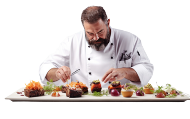 A Michelin-Starred Chef Crafting Gourmet Perfection on White or PNG Transparent Background