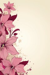 Banner with flowers on light wine background