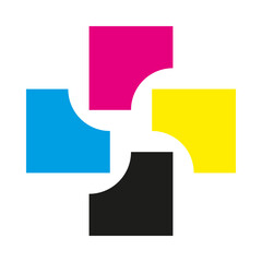 CMYK Corner Cut Square Cross Icon