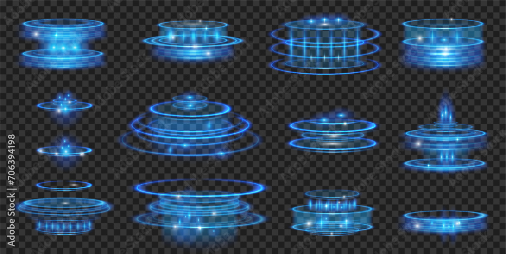 Aufkleber hud elements for ui, gui, app. vector isolated futuristic podiums or portals. pedestals hologram wit