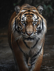 Fototapeta premium Tiger Roaming Studio Scene
