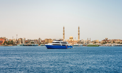 many ships in the Hkrgada Marina in the Red Sea