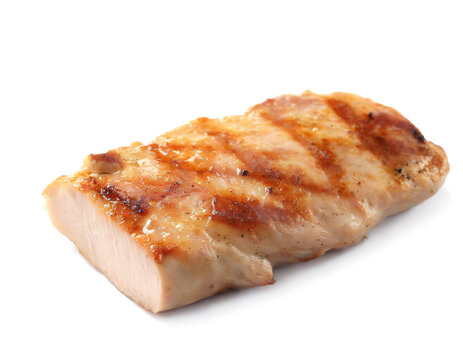Gegrilltes Putenfleischfilet isoliert auf wei&szlig;em Hintergrund,Freisteller 