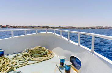 landscape view from the bow of a ship in the Red Sea