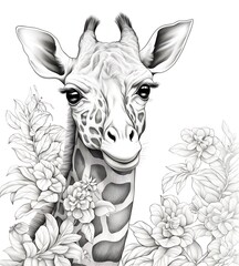 Monochrome Majesty: A Black and White Giraffe Portrait