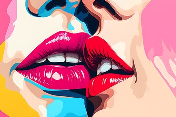 illustration of colorful women  lips with lipstick