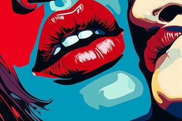 illustration of colorful women  lips with lipstick
