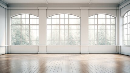Empty room with large windows and empty wall space  AI generated illustration
