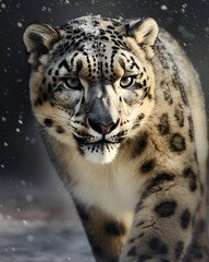 Fototapeta premium Mysterious Snow Leopard Prowl: