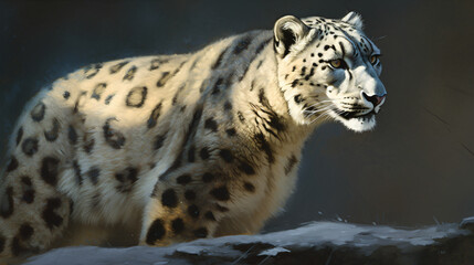 Obraz premium Mysterious Snow Leopard Prowl: