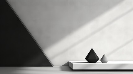 Geometrical minimalism in a monochrome empty mockup scene AI generated illustration