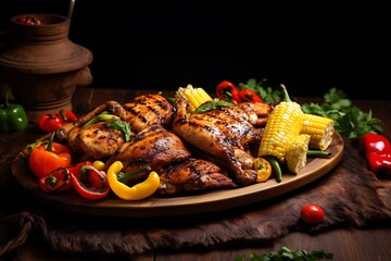 Sizzling Delight: Grilled Corn and Chicken Straight from the Barbecue