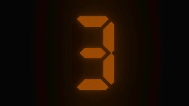 Digitaler Counter - 10 Sekunden Countdown, plakative orange leuchtende 3D-Schrift, Zeit, Timer, braun, Technologie, Z&auml;hlwerk, elektronisch, Anzeige, Fortschritt, Uhr, numerisch, LED, Rendering, 3D