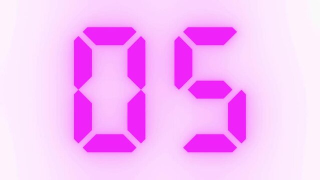 Digitaler Counter - 10 Sekunden Countdown, plakative lila pink violett leuchtende 3D-Schrift, Zeit, Timer, Technologie, Z&auml;hlwerk, elektronisch, Anzeige, Fortschritt, Uhr, numerisch, LED, Rendering, 3D