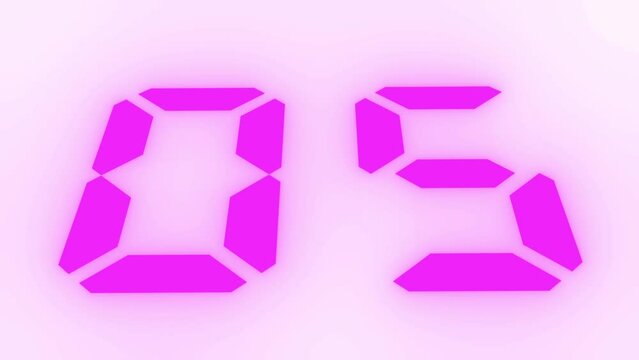 Digitaler Counter - 10 Sekunden Countdown, plakative lila pink violett leuchtende 3D-Schrift, Zeit, Timer, Technologie, Z&auml;hlwerk, elektronisch, Anzeige, Fortschritt, Uhr, numerisch, LED, Rendering, 3D