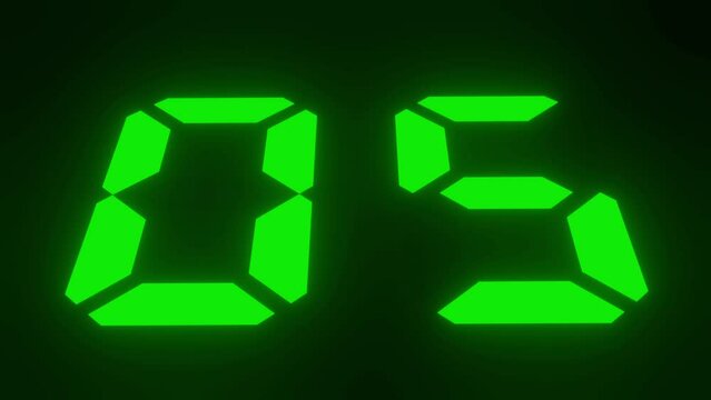 Digitaler Counter - 10 Sekunden Countdown, plakative grell gr&uuml;n leuchtende 3D-Schrift, Zeit, Timer, Technologie, Z&auml;hlwerk, elektronisch, Anzeige, Fortschritt, Uhr, numerisch, LED, Rendering, 3D