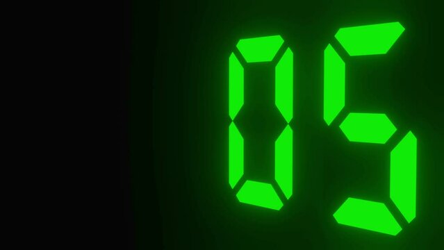 Digitaler Counter - 10 Sekunden Countdown, plakative grell gr&uuml;n leuchtende 3D-Schrift, Zeit, Timer, Technologie, Z&auml;hlwerk, elektronisch, Anzeige, Fortschritt, Uhr, numerisch, LED, Rendering, 3D
