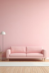 Minimalistic pastel-hued living room scene  AI generated illustration