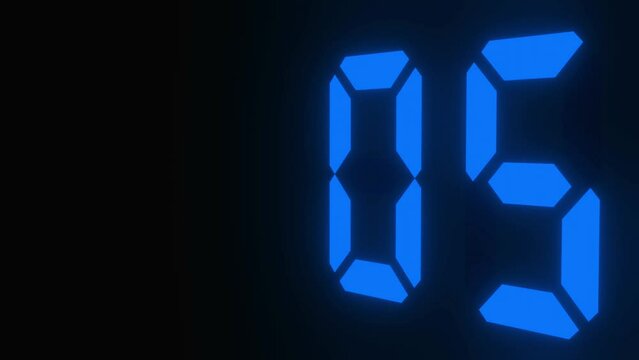 Digitaler Counter - 10 Sekunden Countdown, plakative  blau leuchtende 3D-Schrift, Zeit, Timer, Technologie, Z&auml;hlwerk, elektronisch, Anzeige, Fortschritt, Uhr, numerisch, LED, Rendering, 3D
