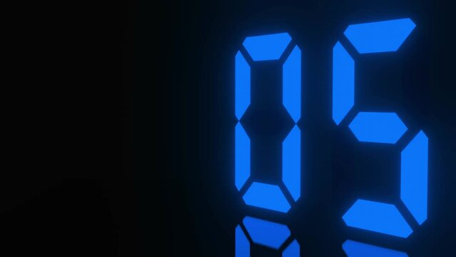 Digitaler Counter - 10 Sekunden Countdown, plakative  blau leuchtende 3D-Schrift, Zeit, Timer, Technologie, Z&auml;hlwerk, elektronisch, Anzeige, Fortschritt, Uhr, numerisch, LED, Rendering, 3D
