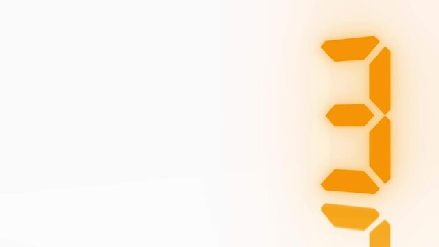 Digitaler Counter - 10 Sekunden Countdown, plakative orange  leuchtende 3D-Schrift, Zeit, Timer, Technologie, Z&auml;hlwerk, elektronisch, Anzeige, Fortschritt, Uhr, numerisch, LED, Rendering, 3D