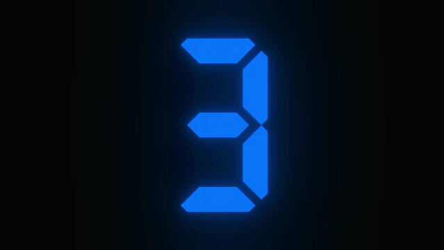 Digitaler Counter - 10 Sekunden Countdown, plakative blau leuchtende 3D-Schrift, Zeit, Timer, Technologie, Z&auml;hlwerk, elektronisch, Anzeige, Fortschritt, Uhr, numerisch, LED, Rendering, 3D