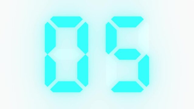 Digitaler Counter - 10 Sekunden Countdown, plakative t&uuml;rkis leuchtende 3D-Schrift, Zeit, Timer, weiss, Technologie, Z&auml;hlwerk, elektronisch, Anzeige, Fortschritt, Uhr, numerisch, LED, Rendering, 3D