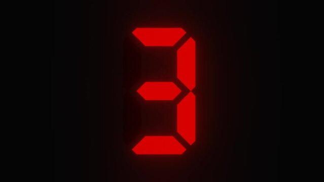 Digitaler Counter - 10 Sekunden Countdown, plakative rot leuchtende 3D-Schrift, Zeit, Timer, Technologie, Z&auml;hlwerk, elektronisch, Anzeige, Fortschritt, Uhr, numerisch, LED, Rendering, 3D