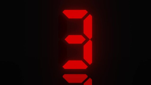 Digitaler Counter - 10 Sekunden Countdown, plakative rot leuchtende 3D-Schrift, Zeit, Timer, Technologie, Z&auml;hlwerk, elektronisch, Anzeige, Fortschritt, Uhr, numerisch, LED, Rendering, 3D