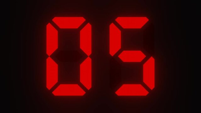 Digitaler Counter - 10 Sekunden Countdown, plakative rot leuchtende 3D-Schrift, Zeit, Timer, Technologie, Z&auml;hlwerk, elektronisch, Anzeige, Fortschritt, Uhr, numerisch, LED, Rendering, 3D