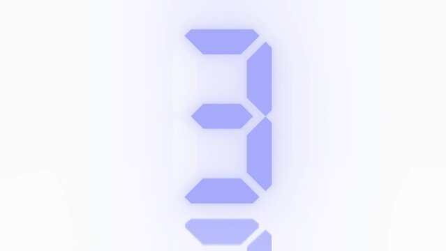 Digitaler Counter - 10 Sekunden Countdown, plakative hellblau leuchtende 3D-Schrift, Zeit, Timer, weiss, Technologie, Z&auml;hlwerk, elektronisch, Anzeige, Fortschritt, Uhr, numerisch, LED, Rendering, 3D