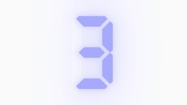 Digitaler Counter - 10 Sekunden Countdown, plakative hellblau leuchtende 3D-Schrift, Zeit, Timer, weiss, Technologie, Z&auml;hlwerk, elektronisch, Anzeige, Fortschritt, Uhr, numerisch, LED, Rendering, 3D