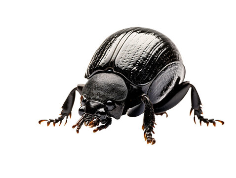 a black beetle on a white background