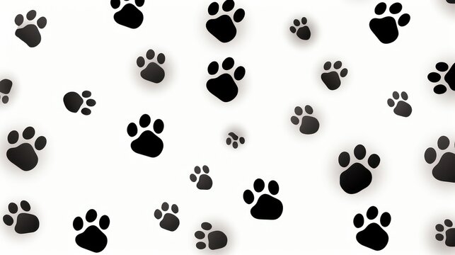 dog feet print on white background