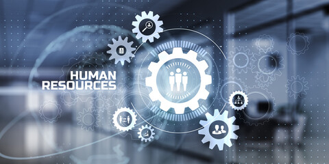 Fototapeta na wymiar HR Human resources management recruitment concept on virtual screen.
