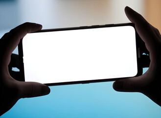 hand holding a mobile screen horizontal