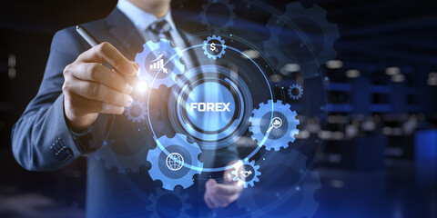 Forex currencies exchange stock market trading investment concept on screen.