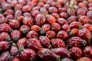 Dried up rose hip background